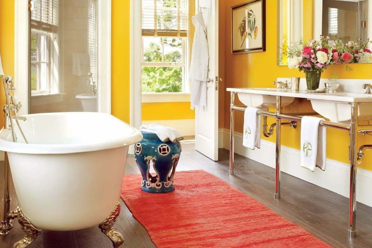 Màu sơn nhà tắm màu vàng đẹp hợp với người mệnh Kim