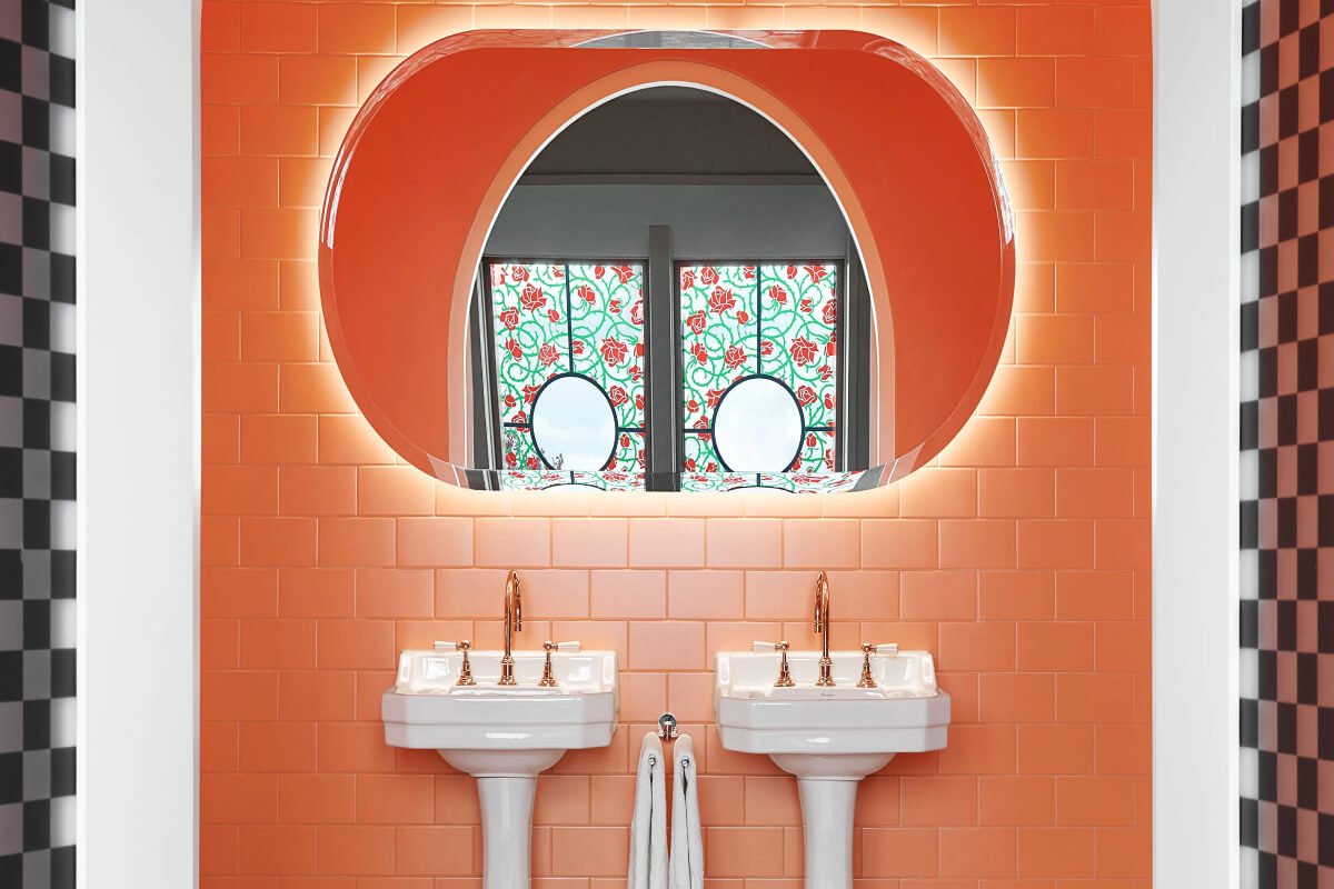 Sơn phòng tắm hợp mệnh màu cam hiện đại