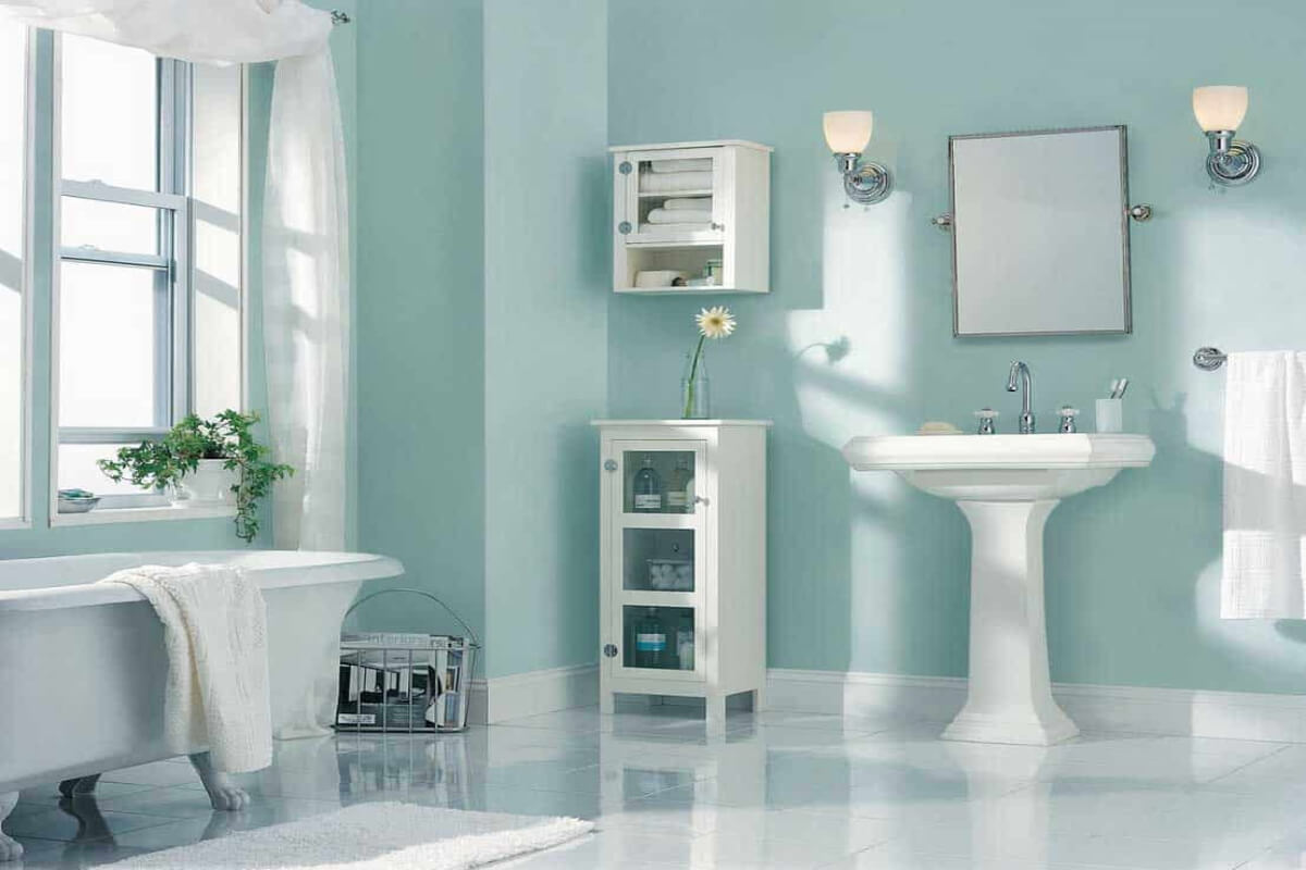 Sơn phòng tắm hợp mệnh màu xanh ngọc hiện đại
