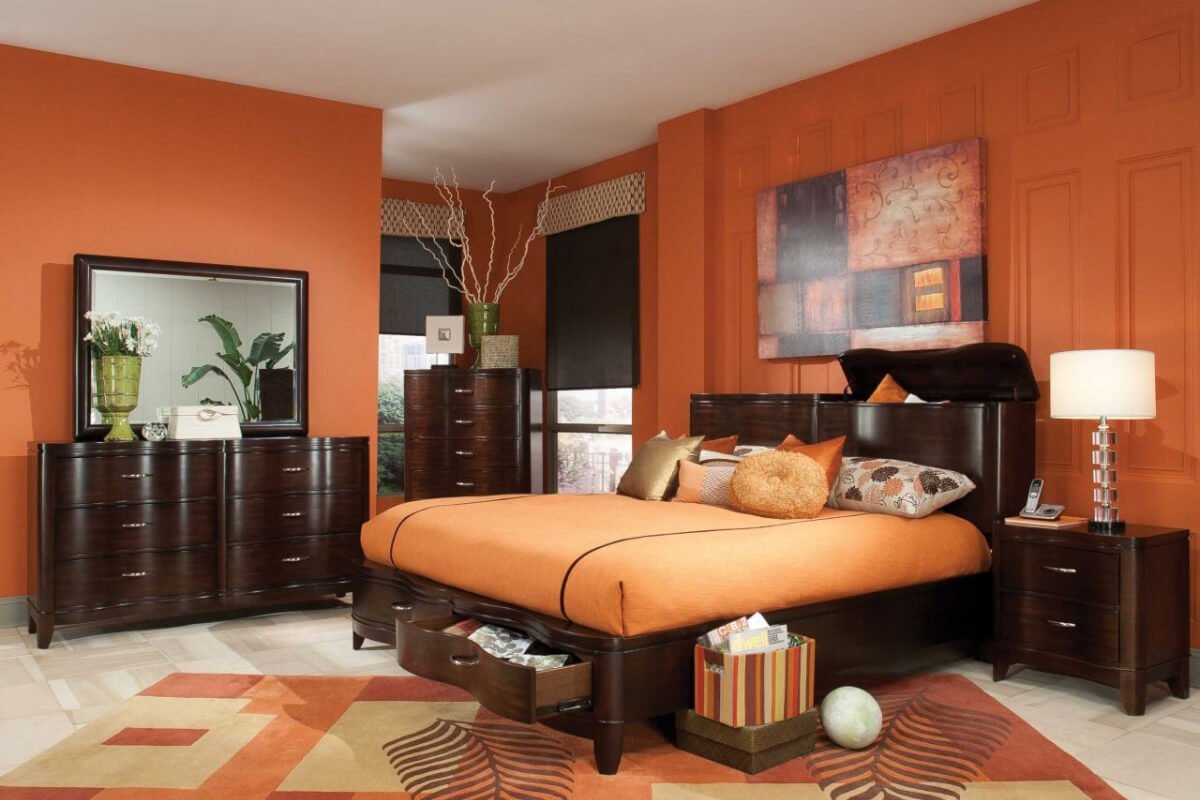 Sơn phòng ngủ màu cam cá tính