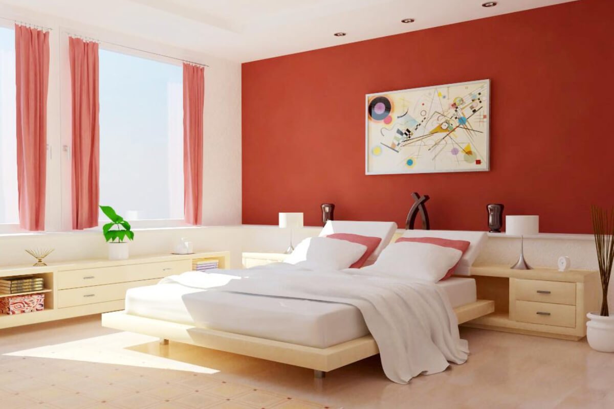 Sơn phòng ngủ màu đỏ dành cho người năng động