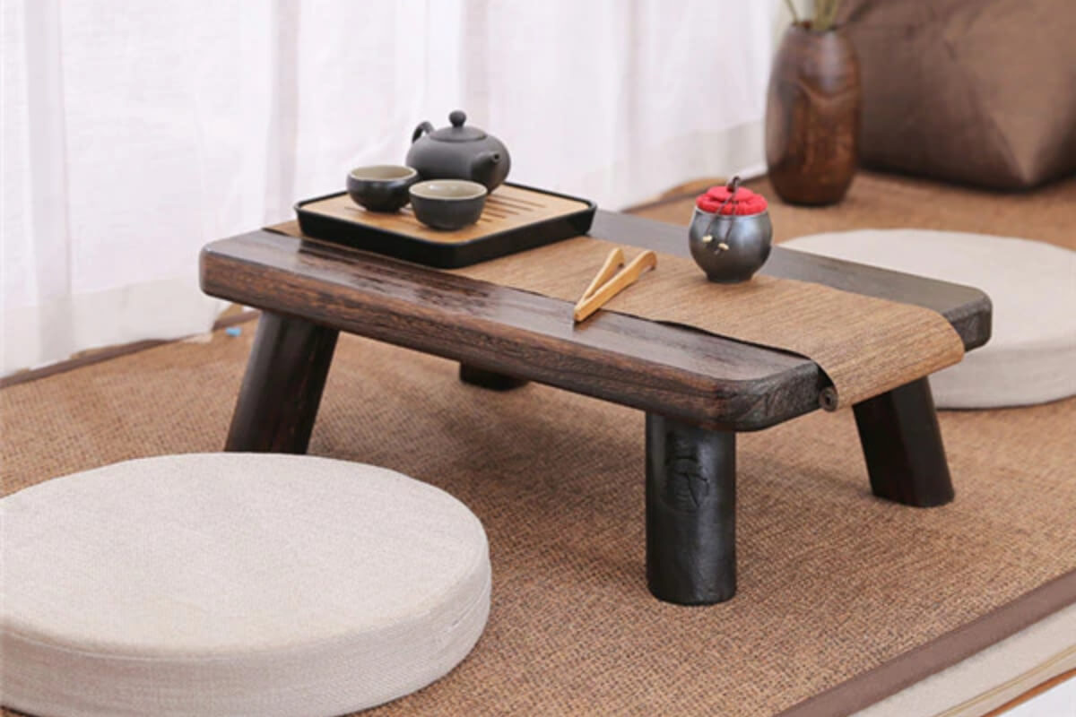 Kích thước bàn trà sofa Nhật có chều cao khoảng 26 cm