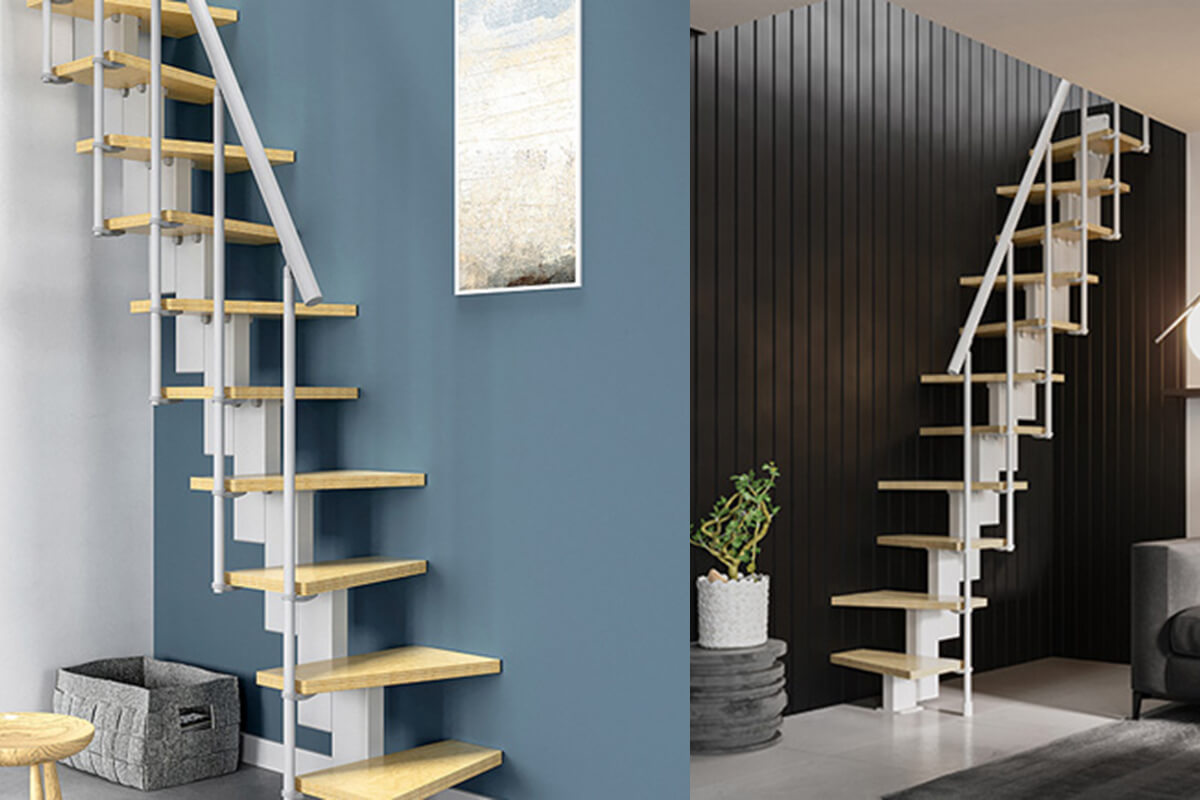 Cầu thang áp tường giúp điểm nhấn riêng cho không gian ngôi nhà