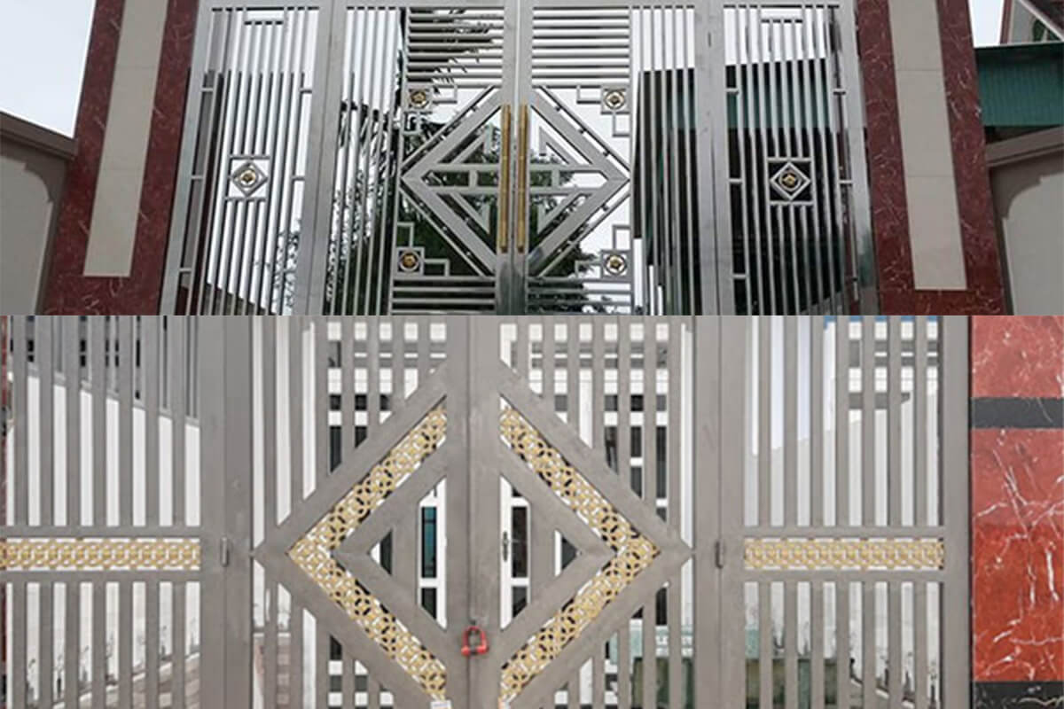 Mẫu cổng inox đẹp có chữ Phúc vuông đem đến sự may mắn